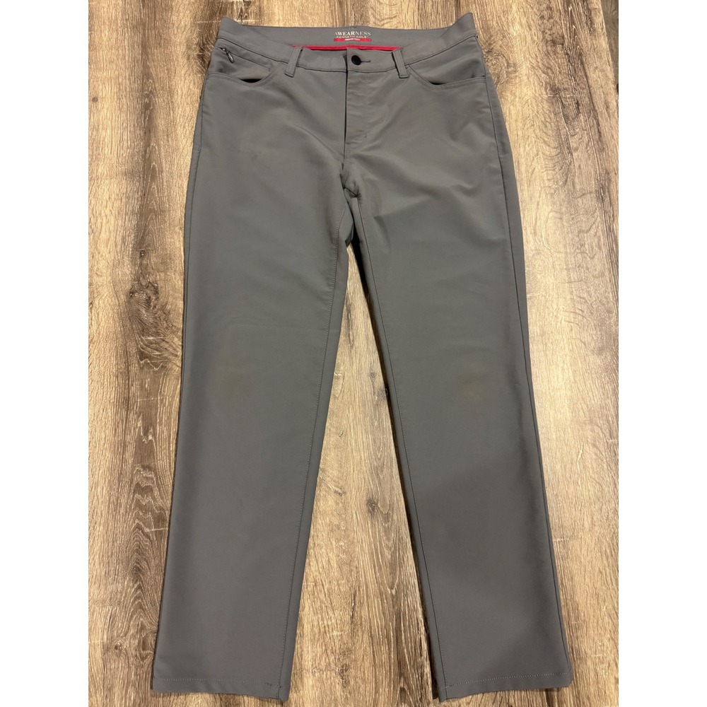 Awearness Kenneth Cole Awear-Tech Slim Fit Gray Performance Pants 32x30